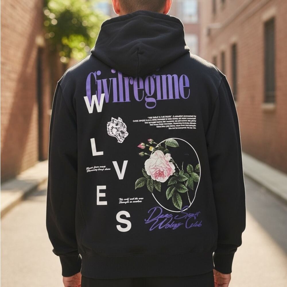 Darc Sport x Civil Regime Wolf Rose Hoodie #294/1000 Limited Edition M